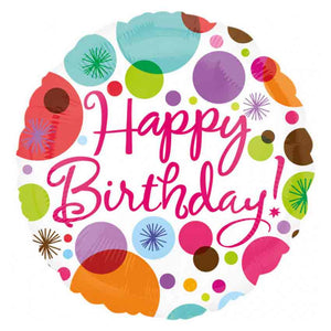 Folienballon Bunte Punkte  "Happy Birthday"