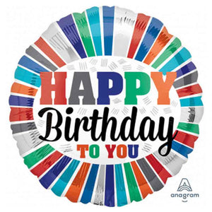 Folienballon Stripes "Happy Birthday to you"