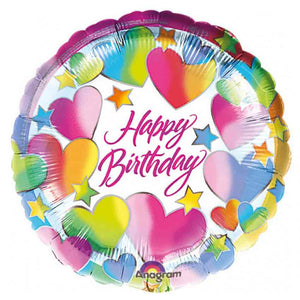 Folienballon Fischgrätmuster bunt "Happy Birthday"