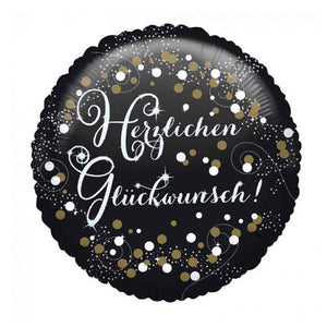 Folienballon Herzlichen Glückwunsch schwarz