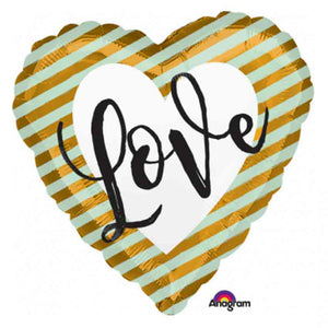 Folienballon Herz gestreifter Rand "Love"