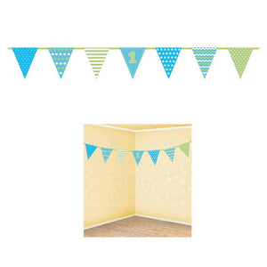 Wimpelkette 1. Geburtstag Junge blau