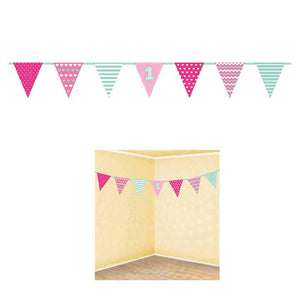 Wimpelkette 1. Geburtstag Mädchen pink
