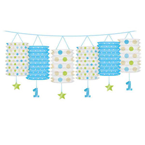 Laternengirlande 1. Geburtstag Junge blau