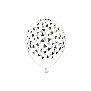 Luftballons Crystal Clear 6 Stück 30 cm schwarze Dreiecke