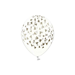 Luftballons Crystal Clear 6er 30 cm goldene Dreiecke