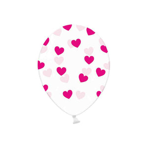 Luftballons Crystal Clear 6 Stück 30 cm pinke Herzen