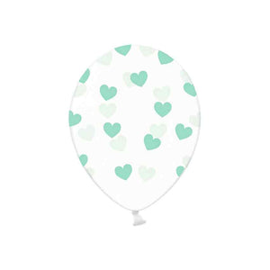 Luftballons Crystal Clear 6 Stück 30 cm türkise Herzen
