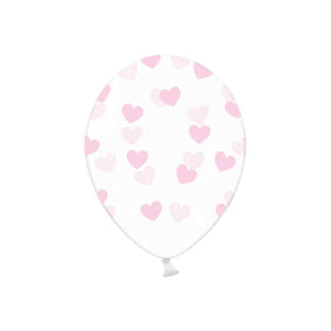 Luftballons Crystal Clear 6 Stück 30 cm rosa Herzen