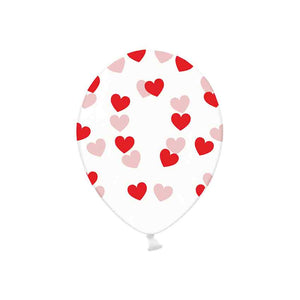 Luftballons Crystal Clear 6 Stück 30 cm rote Herzen