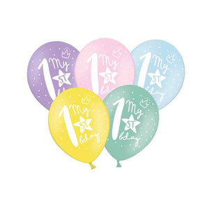 Pastell-Luftballons 6 Stück 30 cm "My 1st bday" Mix
