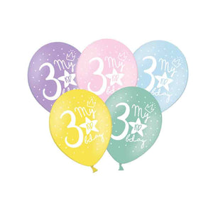 Pastell-Luftballons 6 Stück 30 cm "My 3rd bday" Mix