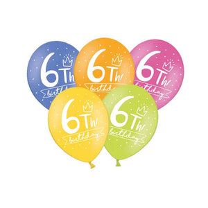 Pastell-Luftballons 6 Stück 30 cm "6th! birthday" Mix