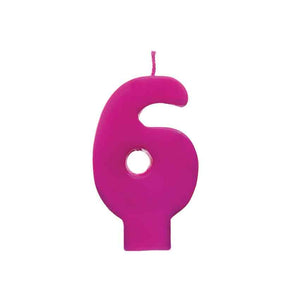 Geburtstags-Kerze pink Zahl 6