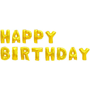 Folienballon-Set "Happy Birthday" (Höhe ca. 40cm) + Aufblashilfe, golden