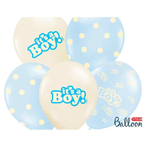Luftballons It's a Boy! 6 Stück blau beige