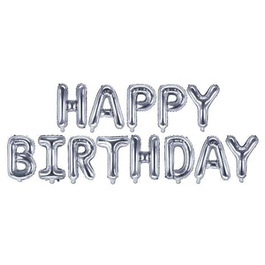 Folienballon Schriftzug Happy Birthday silber