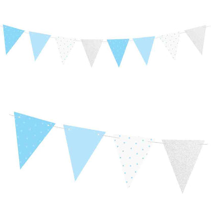 Girlande für Jungen blau silber 130cm