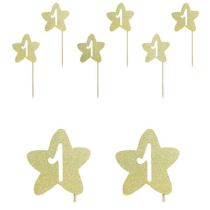 Cupcake Topper 1. Geburtstag "Stern" golden