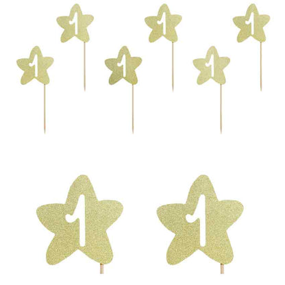 Cupcake Topper 1. Geburtstag "Stern" golden