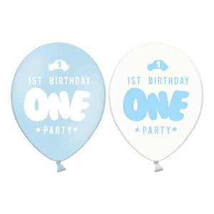 Luftballons 1st Birthday ONE 6 Stück hellblau