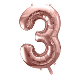 Folienballon rosegold 86 cm Zahl 3