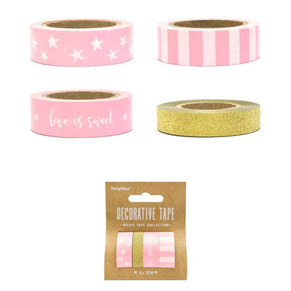 Washi Tape selbstklebend 4 Rollen rosa gold