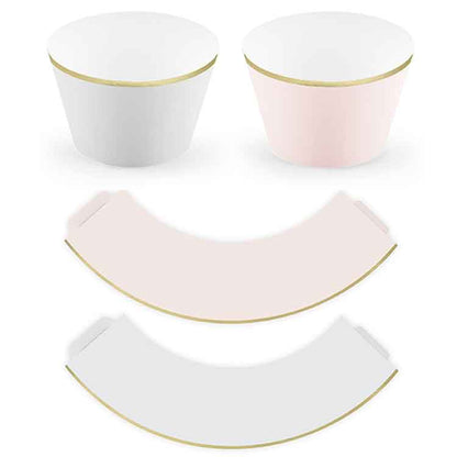 Cupcake & Muffin Papierförmchen Farbmischung mit goldstreifen 6er