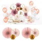 Rosetten,runde Papierdeko,Wanddekoration,Fächer,Dekofächer,Farbendekoration,Partyfächer,rosa,gold,Candybar