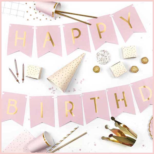 Happy Birthday Schriftzug rosa