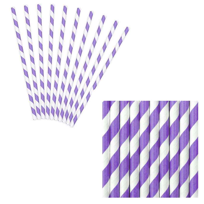 Trinkstrohhalm,Trinkhalm,Partydeko,lila,gestreift,Papierstrohhalm
