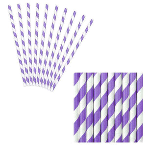 Trinkstrohhalm,Trinkhalm,Partydeko,lila,gestreift,Papierstrohhalm