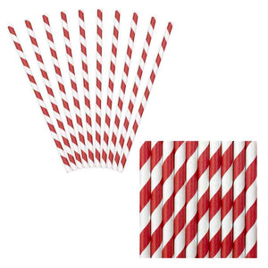 Trinkstrohhalm,Trinkhalm,Partydeko,rot,gestreift,Papierstrohhalm