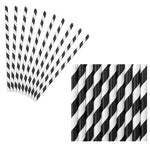 Trinkstrohhalm,Trinkhalm,Partydeko,schwarz,gestreift,Papierstrohhalm
