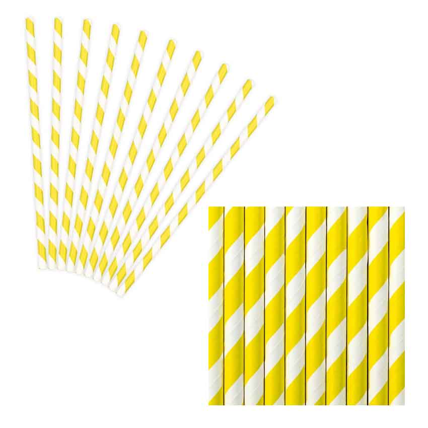 Trinkstrohhalm,Trinkhalm,Partydeko,gelb,gestreift,Papierstrohhalm