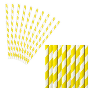 Trinkstrohhalm,Trinkhalm,Partydeko,gelb,gestreift,Papierstrohhalm