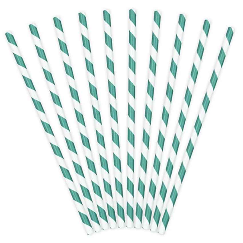 Trinkstrohhalm,Trinkhalm,Partydeko,türkis,gestreift,Papierstrohhalm