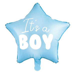 Folienballon Stern hellblau "It's a boy"