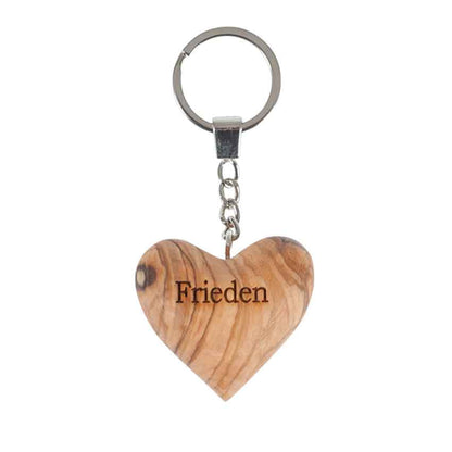 Schlüsselanhänger Herz "Frieden" aus Olivenholz