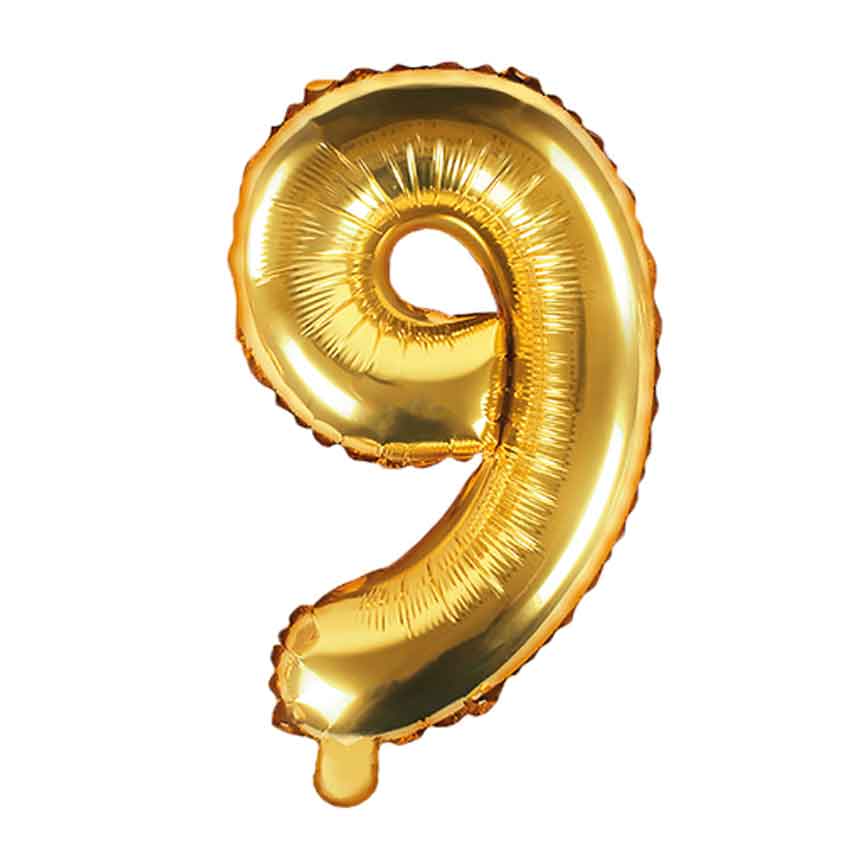 Folienballon,Luftbefüllung,Zahlenballon,gold,Geburtstag,Geschenk,9. Geburstag,dekorieren,glänzend,Fotorequisite,Goldene Hochzeit