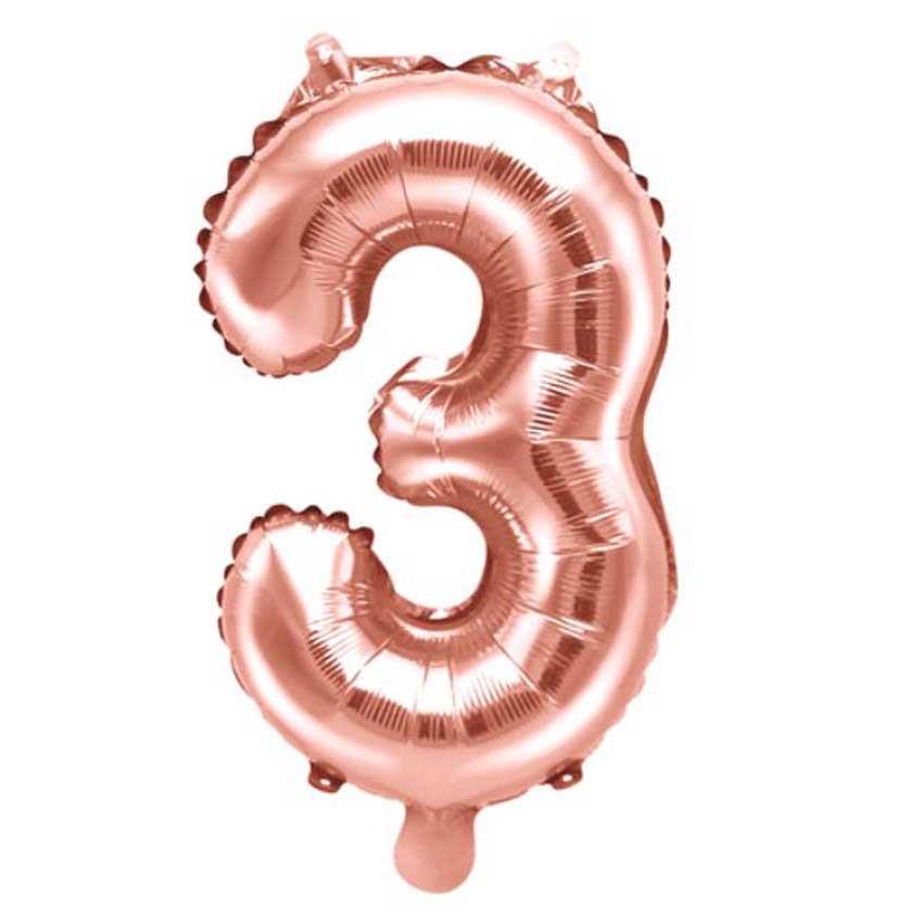 Folienballon,Luftbefüllung,Zahlenballon,rose gold,Geburtstag,Geschenk,dekorieren,glänzend,Fotorequisite,3. Geburtstag