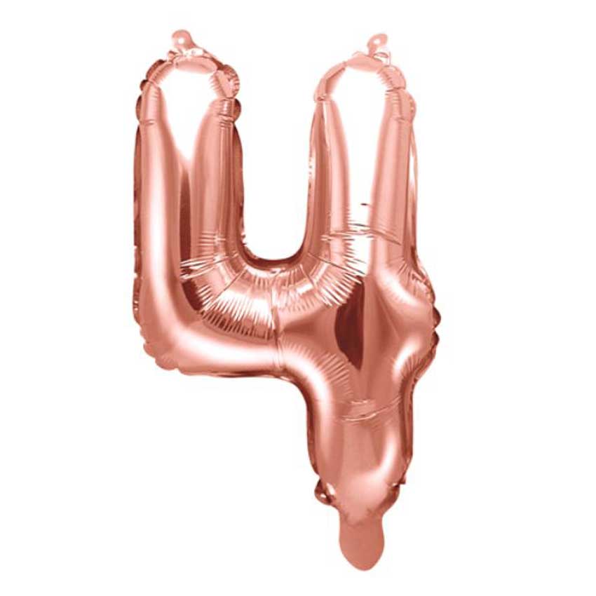 Folienballon,Luftbefüllung,Zahlenballon,rose gold,Geburtstag,Geschenk,dekorieren,glänzend,Fotorequisite,4. Geburtstag