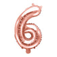 Folienballon,Luftbefüllung,Zahlenballon,rose gold,Geburtstag,Geschenk,dekorieren,glänzend,Fotorequisite,6. Geburtstag