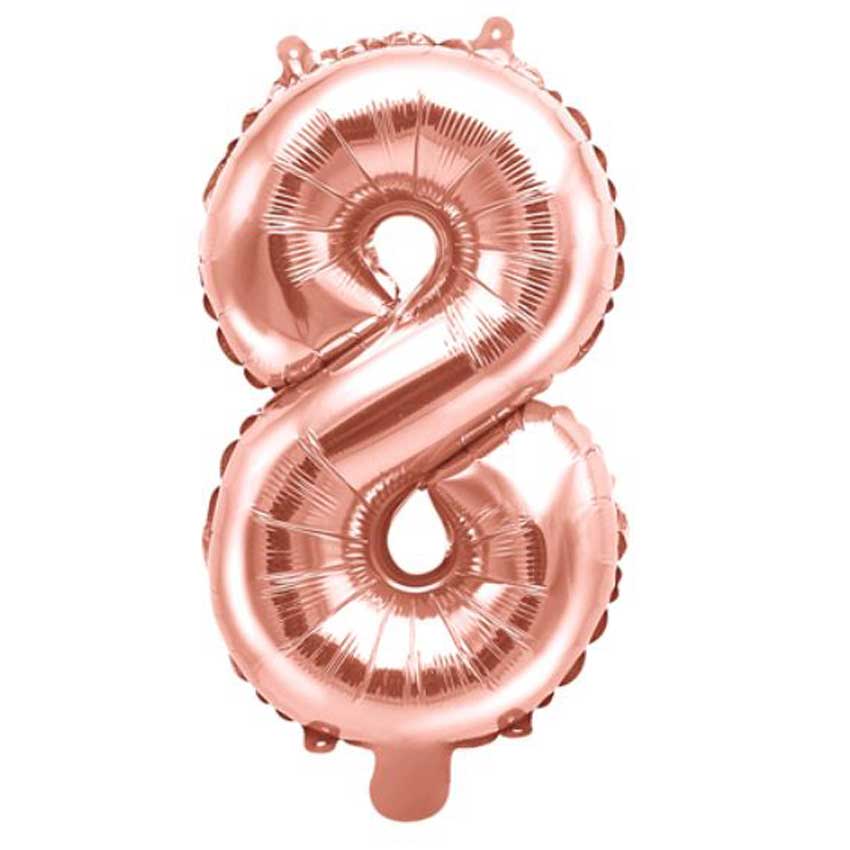 Folienballon,Luftbefüllung,Zahlenballon,rose gold,Geburtstag,Geschenk,dekorieren,glänzend,Fotorequisite,8. Geburtstag