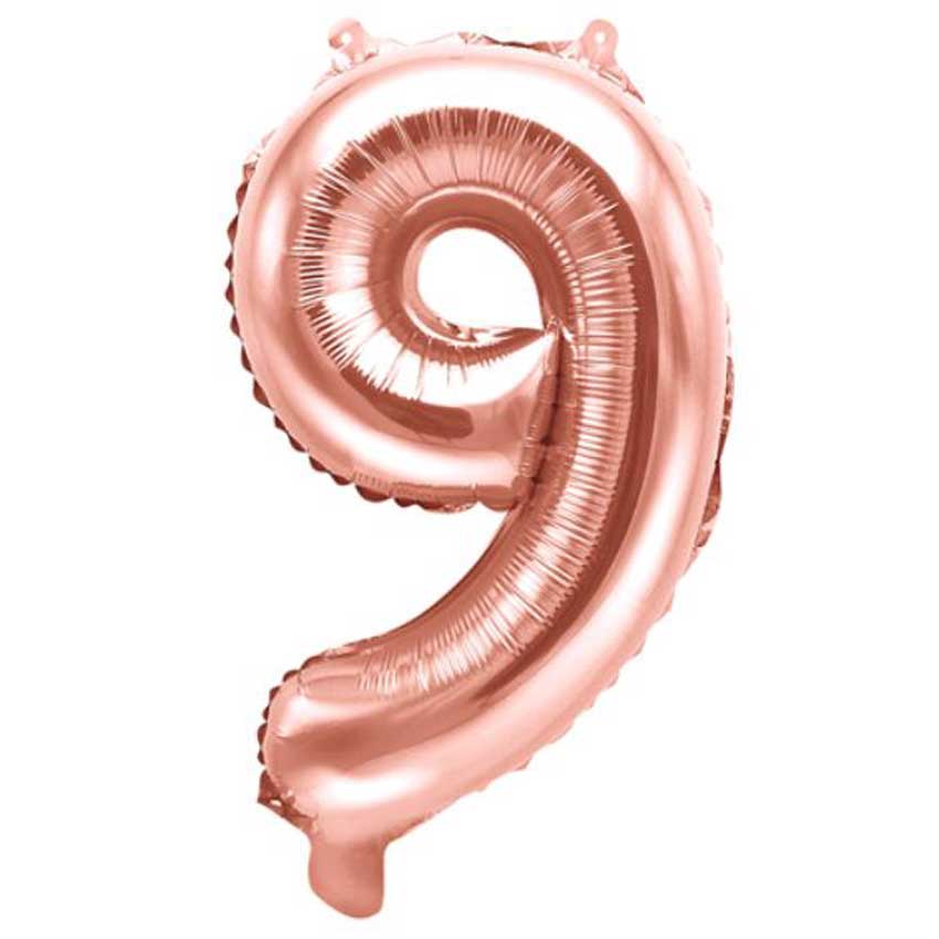 Folienballon,Luftbefüllung,Zahlenballon,rose gold,Geburtstag,Geschenk,dekorieren,glänzend,Fotorequisite,9.