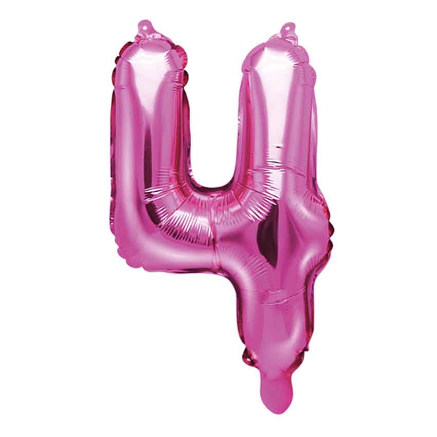 Folienballon,Luftbefüllung,Zahlenballon,pink,Geburtstag,Geschenk,dekorieren,glänzend,Fotorequisite,Zahl 4