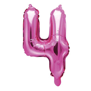Folienballon,Luftbefüllung,Zahlenballon,pink,Geburtstag,Geschenk,dekorieren,glänzend,Fotorequisite,Zahl 4