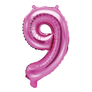 Folienballon,Luftbefüllung,Zahlenballon,pink,Geburtstag,Geschenk,dekorieren,glänzend,Fotorequisite,Zahl 9