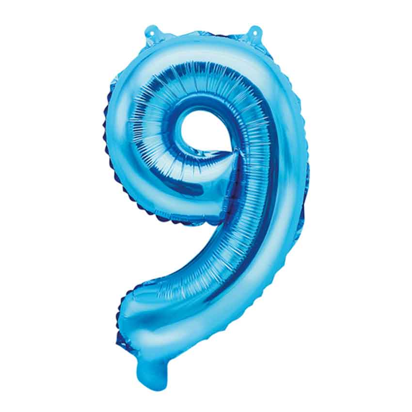 Folienballon,Luftbefüllung,Zahlenballon,blau,Geburtstag,Geschenk,dekorieren,glänzend,Fotorequisite,Zahl 9