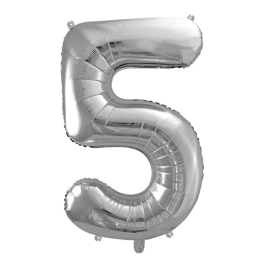 Folienballon,Gasballon,Zahlenballon,silber,Geburtstag,Geschenk,dekorieren,glänzend,Fotorequisite,Zahl 5